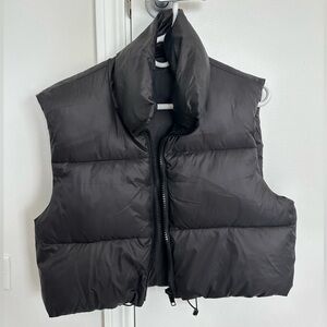 Cropped Black Puffer Vest